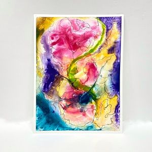 Original Acrylic Abstract on 9” x 12” Yupo Paper